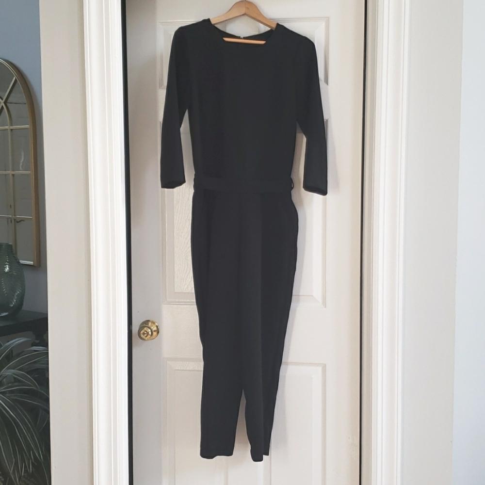 Madewell Sloan jumpsuit, black crepe, size 2